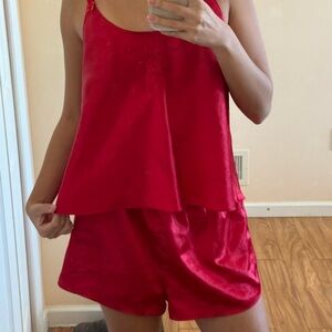 Elegant Red Satin Pajama Set